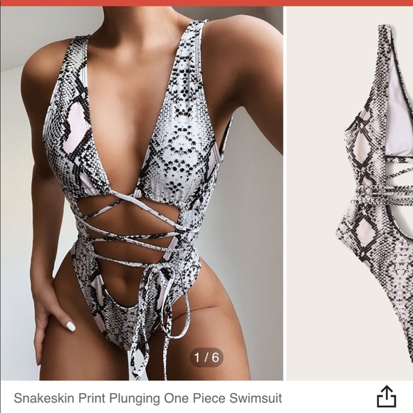 Snakeskin print one piece swimsuit - Picture 2 of 3